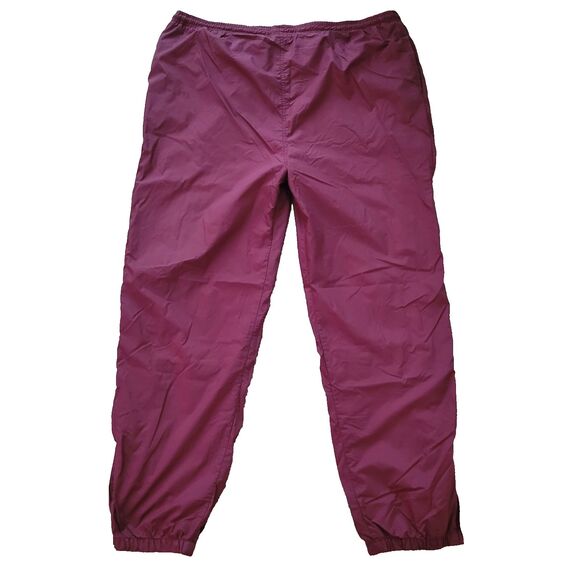 Vtg Bike Track Pants Mens 2XL Maroon Nylon Baggy Relaxed Lined Windbreaker Y2K - Picture 1 of 11